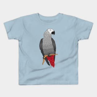 African grey parrot cartoon illustration Kids T-Shirt